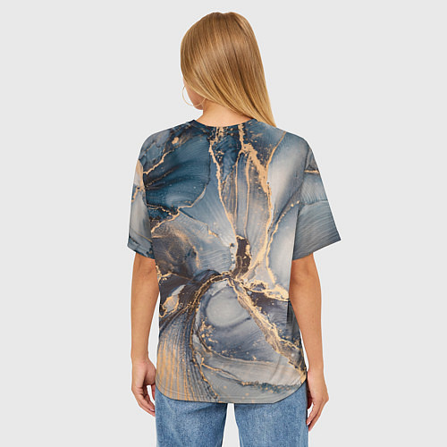 Женская футболка оверсайз Fluid art ink mix / 3D-принт – фото 4