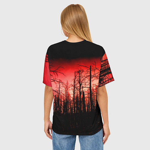 Женская футболка оверсайз Сиреноголовый Кровавый Лес / 3D-принт – фото 4