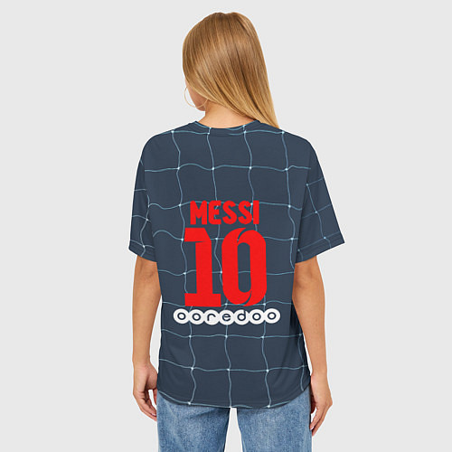Женская футболка оверсайз Месси в ПСЖ / 3D-принт – фото 4