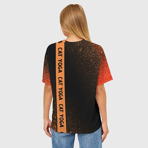 Женская футболка оверсайз Йога Кошка - Шум Лента / 3D-принт – фото 4