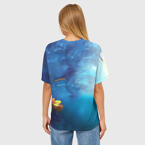 Женская футболка оверсайз ПЛЫВУЩАЯ ЛИСИЧКА / 3D-принт – фото 4