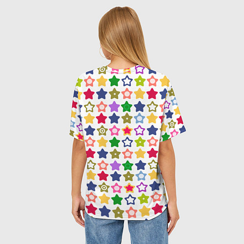 Женская футболка оверсайз Разноцветные звездочки / 3D-принт – фото 4