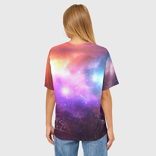 Женская футболка оверсайз Космос, сияние и звезды / 3D-принт – фото 4