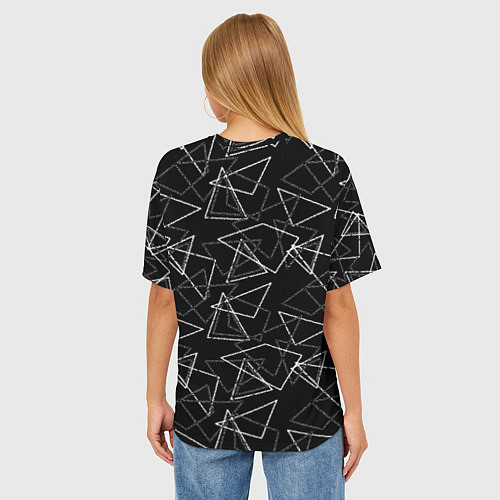 Женская футболка оверсайз Черно-белый геометрический / 3D-принт – фото 4