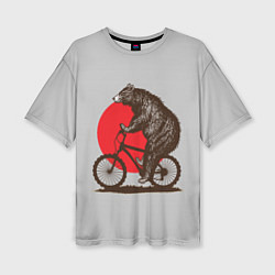 Футболка оверсайз женская Медведь на велосиеде, цвет: 3D-принт