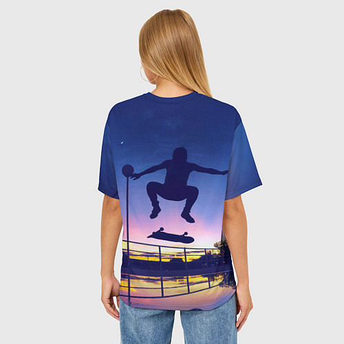 Женская футболка оверсайз Skateboarding / 3D-принт – фото 4