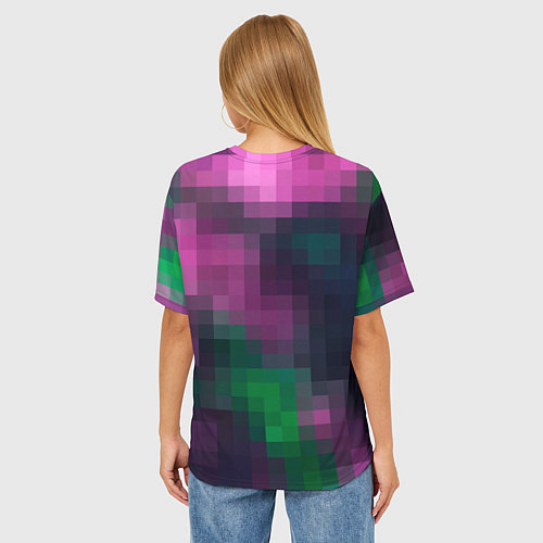 Женская футболка оверсайз Разноцветный геометрический уз / 3D-принт – фото 4