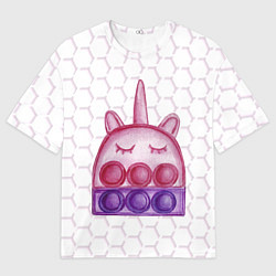 Футболка оверсайз женская POP IT ЕДИНОРОГ ПОП ИТ, цвет: 3D-принт