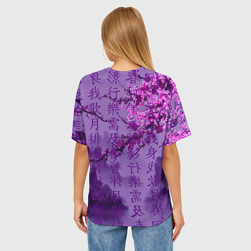 Женская футболка оверсайз Фиолетовый китай / 3D-принт – фото 4