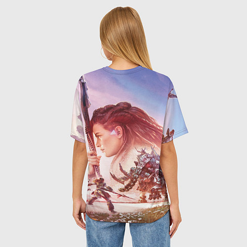 Женская футболка оверсайз Элой Horizon Forbidden West DE / 3D-принт – фото 4