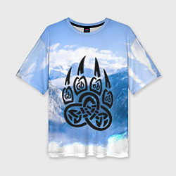 Футболка оверсайз женская Печать Велеса Волчья лапа, цвет: 3D-принт