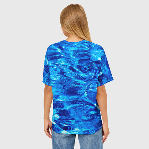 Женская футболка оверсайз Голубая Вода Текстура / 3D-принт – фото 4