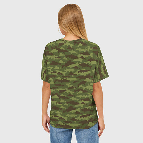 Женская футболка оверсайз Рыбак камуфляж из рыб / 3D-принт – фото 4