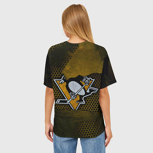 Женская футболка оверсайз Pittsburgh Penguins на спине / 3D-принт – фото 4