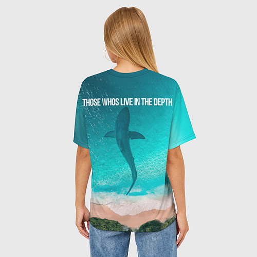 Женская футболка оверсайз Shark in sea / 3D-принт – фото 4