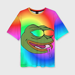 Футболка оверсайз женская Pepe rainbow, цвет: 3D-принт