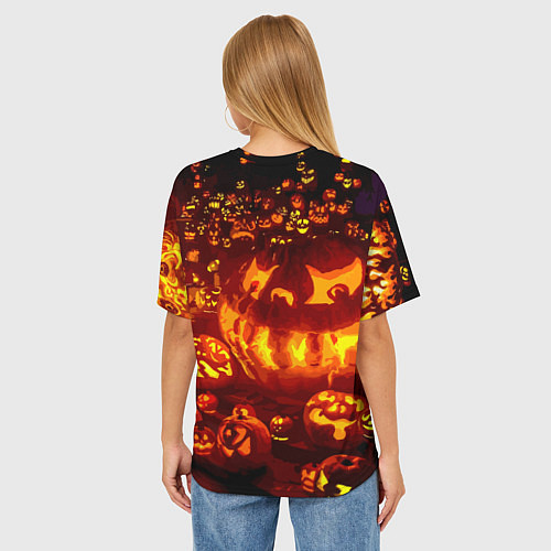 Женская футболка оверсайз Тыквы на Хэллоуин / 3D-принт – фото 4