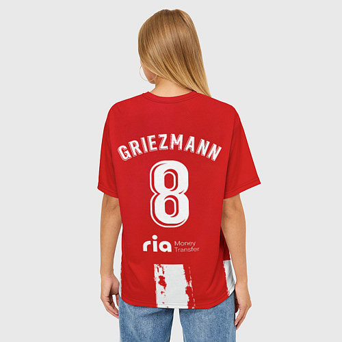 Женская футболка оверсайз Гризман форма Атлетико Мадрид / 3D-принт – фото 4