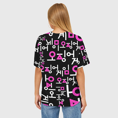 Женская футболка оверсайз Игра в кальмара лого узор / 3D-принт – фото 4