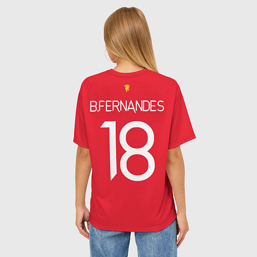 Женская футболка оверсайз Бруну Фернандеш форма Манчестер Юнайтед 20212022 / 3D-принт – фото 4