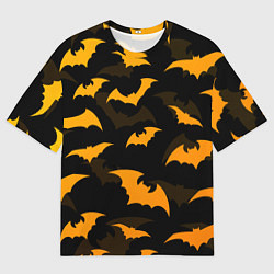 Футболка оверсайз женская ЛЕТУЧИЕ МЫШИ НОЧЬ ХЕЛЛОУИН HALLOWEEN NIGHT BATS, цвет: 3D-принт