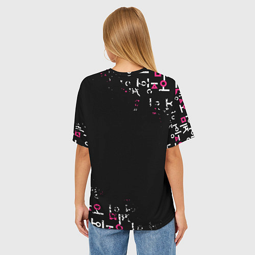 Женская футболка оверсайз Игра в кальмара: Логотип / 3D-принт – фото 4
