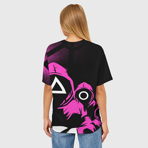 Женская футболка оверсайз Игра в кальмара красные костюмы / 3D-принт – фото 4