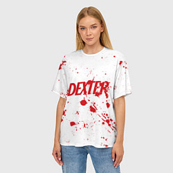 Футболка оверсайз женская Dexter logo Декстер брызги крови, цвет: 3D-принт — фото 2