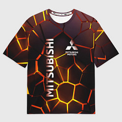 Футболка оверсайз женская Митсубиси подсветка 3D плит, цвет: 3D-принт