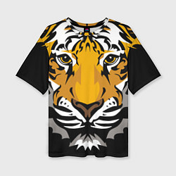 Женская футболка оверсайз Суровый взгляд тигра