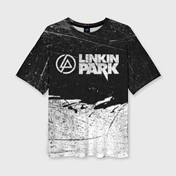 Женская футболка оверсайз Линкин Парк Лого Рок ЧБ Linkin Park Rock