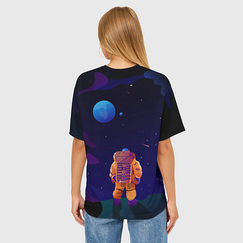 Женская футболка оверсайз Космонавт на Дистанции / 3D-принт – фото 4