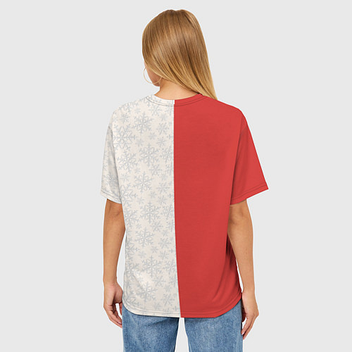 Женская футболка оверсайз Дед Мороз селфи / 3D-принт – фото 4