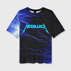 Футболка оверсайз женская METALLICA BLUE FLASH МЕТАЛЛИКА СИНИЕ МОЛНИИ, цвет: 3D-принт