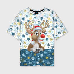 Футболка оверсайз женская Весёлый Оленёнок, цвет: 3D-принт