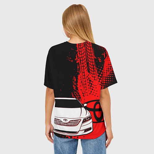 Женская футболка оверсайз Camry Toyota glitch / 3D-принт – фото 4