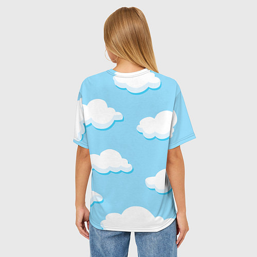 Женская футболка оверсайз Белые облака / 3D-принт – фото 4