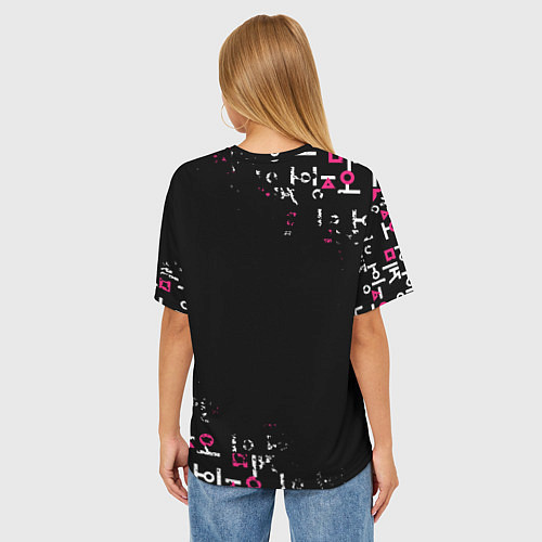 Женская футболка оверсайз Игра в кальмара: Вертикальное лого / 3D-принт – фото 4