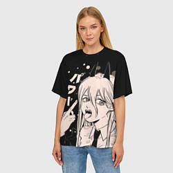 Футболка оверсайз женская Пауэр, Человек-бензопила, цвет: 3D-принт — фото 2