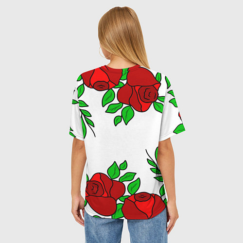 Женская футболка оверсайз Юлия в розах / 3D-принт – фото 4