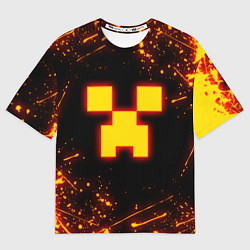 Футболка оверсайз женская ОГНЕННЫЙ КРИПЕР, МАЙНКРАФТ, цвет: 3D-принт