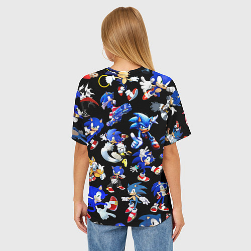 Женская футболка оверсайз SONIC PATTERN HERO СОННИК / 3D-принт – фото 4