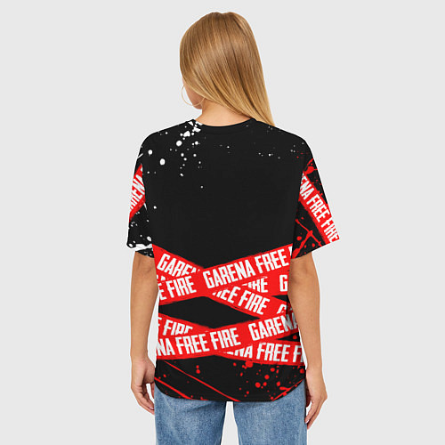 Женская футболка оверсайз GARENA FREE FIRE RED OFF LINE STYLE / 3D-принт – фото 4
