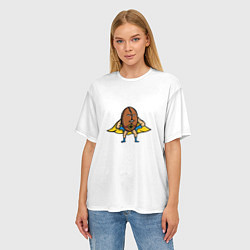 Футболка оверсайз женская Кофейный Супергерой, цвет: 3D-принт — фото 2