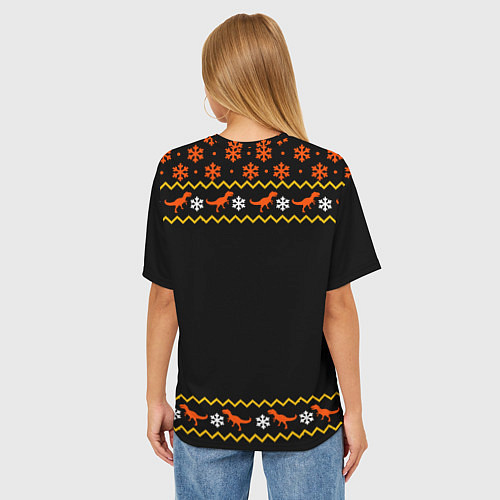 Женская футболка оверсайз Шампанозавр / 3D-принт – фото 4