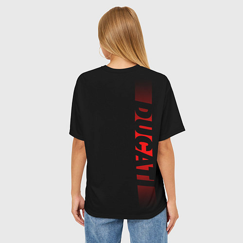 Женская футболка оверсайз DUCATI BLACK RED LINE / 3D-принт – фото 4