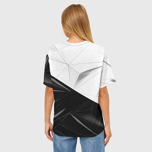 Женская футболка оверсайз MERCEDES-BENZ МЕРСЕДЕС-БЕНЗ BLACK AND WHITE / 3D-принт – фото 4