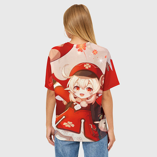 Женская футболка оверсайз Кли - Геншин импакт / 3D-принт – фото 4
