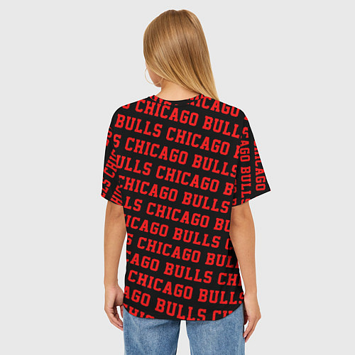 Женская футболка оверсайз Чикаго Буллз, Chicago Bulls / 3D-принт – фото 4