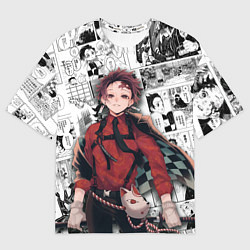 Футболка оверсайз женская Танджиро Камадо на манге, цвет: 3D-принт